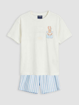 Bask?l? K?z ?ocuk ?ortlu Pijama Tak?m?