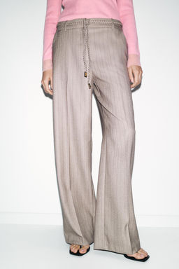 HERRINGBONE TROUSERS WITH BRAIDED BELT - Zara фото 2