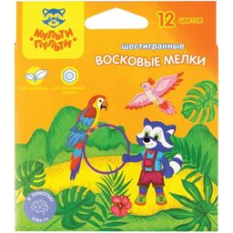 Карандаши восковые Мульти-Пульти "Енот в Новой Гвинее" 12цв. (WC_18725)