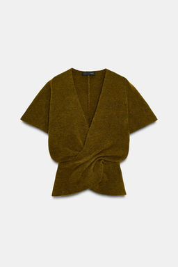 DRAPED KNIT SHORT SLEEVE JUMPER - Zara фото 2