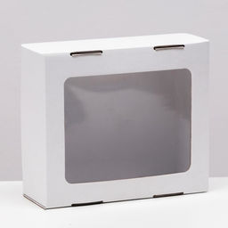 Цена за 5 шт. Коробка сборная, крышка-дно белая с окном 21х18х8 см