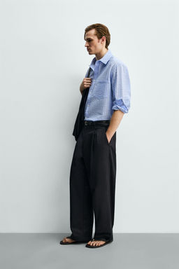 CAMISA RAYAS EFECTO ARRUGADO / Celeste - Zara фото 4