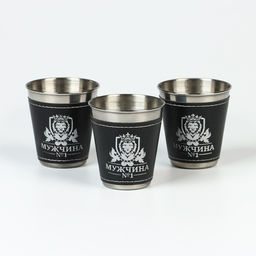 Стопки в чехле Мужчина №1: нержавеющая сталь, набор 3 шт. ? 70 мл
