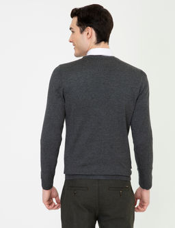 Gri Melanj Slim Fit Basic D__meli Triko H_rka
