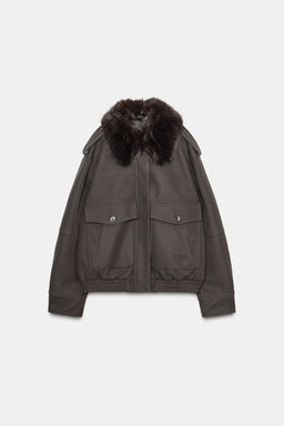 DETACHABLE COLLAR FAUX SUEDE JACKET - Zara фото 7