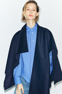 ZW COLLECTION WOOL CAPE WITH SCARF - Zara фото 2