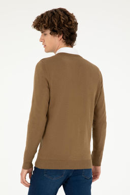 Мужской базовый свитер хаки меланжевого цвета - U.s. polo assn фото 5