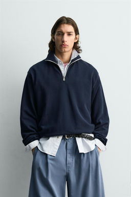 SUDADERA PIQU? CUELLO CREMALLERA / Marino - Zara фото 2