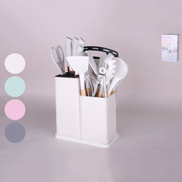 Набор кухонных принадлежностей с ножами 19, микс 4 цвета 7289 /КОРАЛЛ/