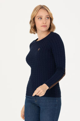 Женский базовый свитер темно-синего цвета с круглым вырезом Неожиданная скидка в корзине - U.s. polo assn фото 10