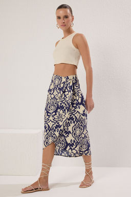 TRENDYOLMILLA Cok Renkli Baglama Detayl? Desenli Midi Boy Dokuma Etek TWOSS25ET00157 фото 2