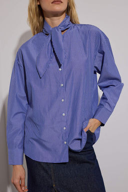 Limited Edition Lacivert Cizgili Fular Baglamal? Gomlek TWOAW26GO00046 - Trendyolmilla фото 3