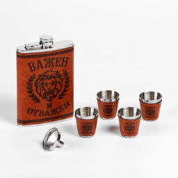 Подарочный набор 6 в 1 Важен и отважен: фляжка 270 мл, 4 стопки 30 мл, воронка - Simaland фото 2