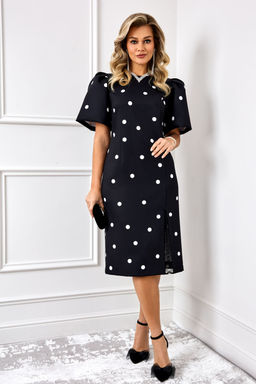 Платье AGATTI 5888 Черный с белым горохом