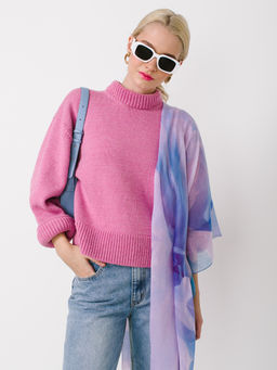 Большой, мягкий, тонкий и очень нежный двусторонний палантин с рисунком в стиле арт-деко - Tantino фото 4