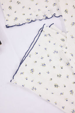 Beyaz %100 Pamuklu Cicekli Baby Overloklu Fitilli/Pointel Orme Pijama Tak?m? THMSS26PT00012 - Trendyolmilla фото 13