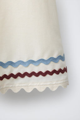 VESTIDO CON LINO ONDULINA CONTRASTES / Crudo - Zara фото 7