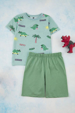 Ekru 4lu Erkek Cocuk Animal Bask?l? Orme Pijama Tak?m? TKDSS25AU00116 - Trendyolmilla фото 5