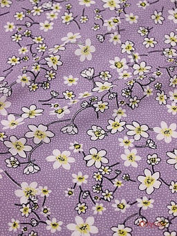 Штапель Белые цветочки на пшене цв.сиреневый туман, ш.1.42м, вискоза-100%, 90гр/м.кв - Купава фото 6