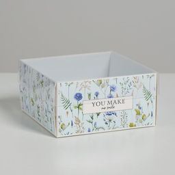 Цена за 5 шт. Коробка под бенто-торт с PVC крышкой You make me smile, 12 х 6 х 11.5 см