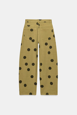JEANS ZW COLLECTION BARREL TIRO MEDIO LUNARES / Khaki - Zara фото 8