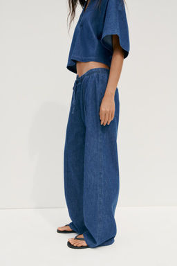 TRF DENIM PYJAMA TROUSERS - Zara фото 3