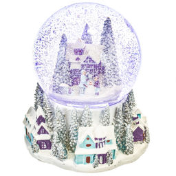 Фигур декор в стекл шаре "Снеговик/Дом" (подсв, муз, вьюга, AAAх3 н/п), D 10 см, L12 W11,5 H14 см, 2