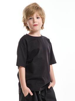 Футболка хлопок подросткам для школы 22-7626 черный - Mini maxi фото 4