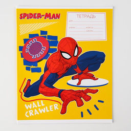 Цена за 20 шт. Тетрадь в клетку 12 листов, 5 видов МИКС, обложка мелованный картон, «Человек-паук»