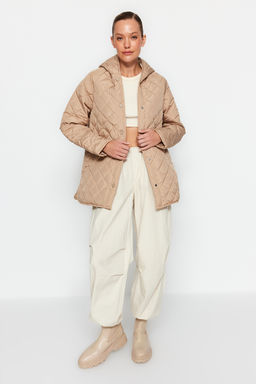 TRENDYOLMILLA Gri Kapusonlu Su Itici Kapitone Mont TWOAW23MO00131 фото 18