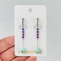 Серьги длинные из Фосфосидерита и Варисцита