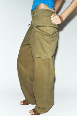 Z1975 MID-WAIST CARGO JEANS WITH ZIPS - Zara фото 4