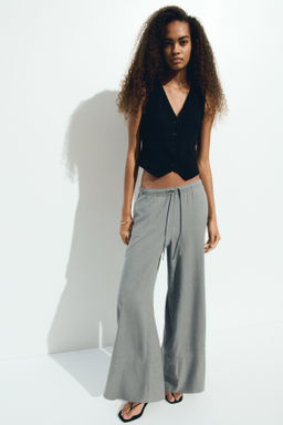 Pantal?n en mezcla de lino con cord?n de ajuste - H&m фото 10