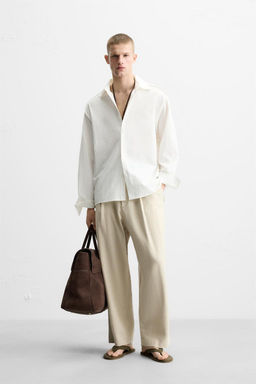 TEXTURED SHIRT WITH PIPING