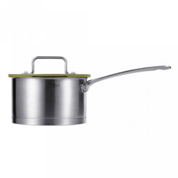 Ковш из нержавеющей стали "Linea PALERMO" 1,8л, д16см, h9см, s0,6мм, дно s15мм, трехслойное капсулированное дно, стеклянная крышка-дуршлаг с силиконовым ободком, два режима слива воды, ручка из нержавеющей стали, цветная коробка, "Regent" (Китай)