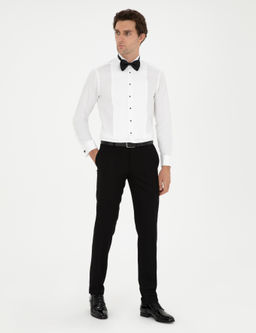 Beyaz Slim Fit Man_etli Pamuk Kar___ml_ Smokin G_mlek