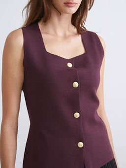 Kare Yaka Kad?n Triko Yelek