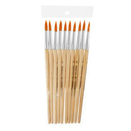 Цена за 10 шт. Кисть для рисования, нейлон, № 11, круглая, деревянная ручка, международный размер