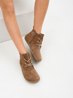 Босоногие ботинки 352.К.NATAbr.Серо-коричневая замша/кожаная подкладка