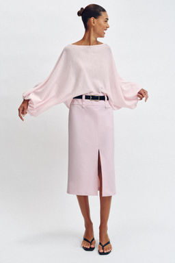 FALDA MIDI TUBO CINTUR?N / Rosa