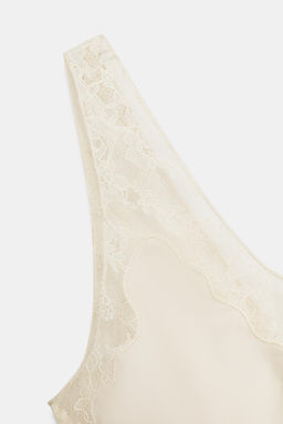 TOP SATINADO ENCAJE ZW COLLECTION / Crudo - Zara фото 6