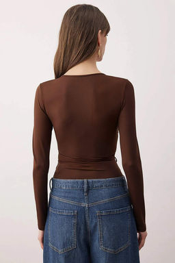 Kahverengi Derin V Yaka Baglamal? Orme Party Body TPRAW26BD00028