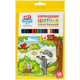 Карандаши ArtSpace "Лесные жители" 18цв., трехгранные (СР_41026) в карт. уп.