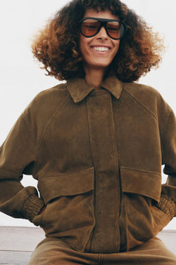 OVERSIZE SUEDE LEATHER JACKET ZW COLLECTION LIMITED EDITION - Zara фото 8
