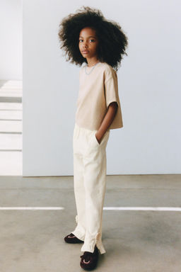 CROCHET FLOWER RUFFLE WIDE-LEG TROUSERS - Zara фото 5