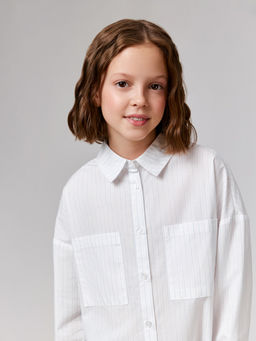 ACOOLA / Блузка детская для девочек Kort голубая полоска  фото 5