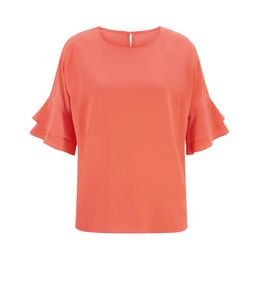 Блузка шелковая, коралловая