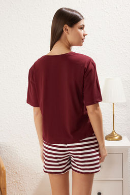 Trendyolmilla Lacivert %100 Pamuklu Ay?c?kl? Sortlu Orme Pijama Tak?m? THMSS24PT00039  фото 5