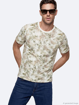 Bisiklet Yaka Desenli Penye Erkek Ti??rt