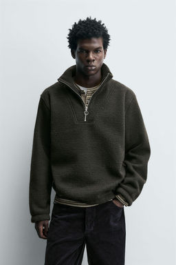 TEXTURED QUARTER-ZIP SWEATSHIRT - Zara фото 2